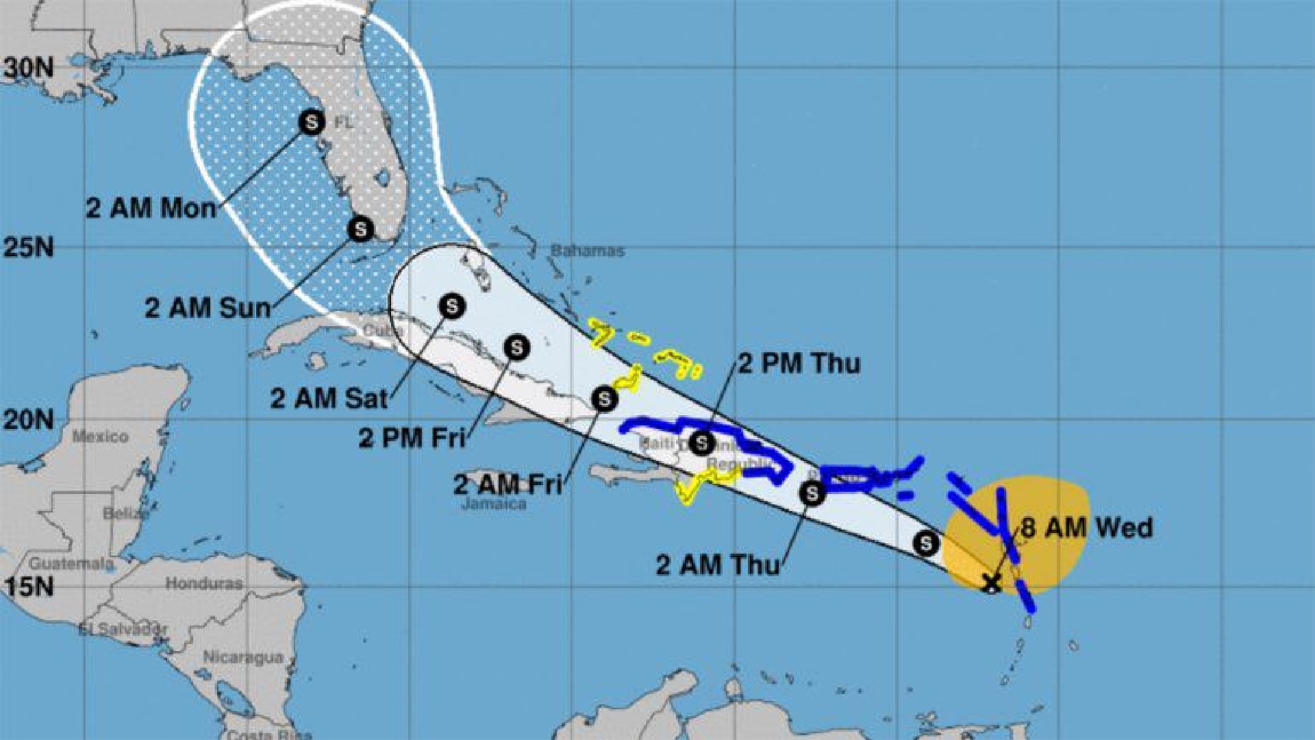 FLORIDA en la ruta del CONO de la tormenta ISAÍAS