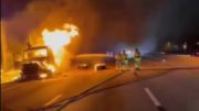 Accidente en el Turnpike de Boca Raton deja camión totalmente en llamas